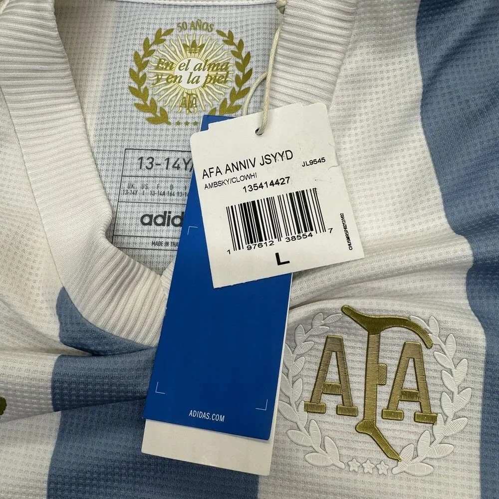 NEW YOUTH Argentina Adidas 50th Anniversary Aeroready Soccer Jersey LG